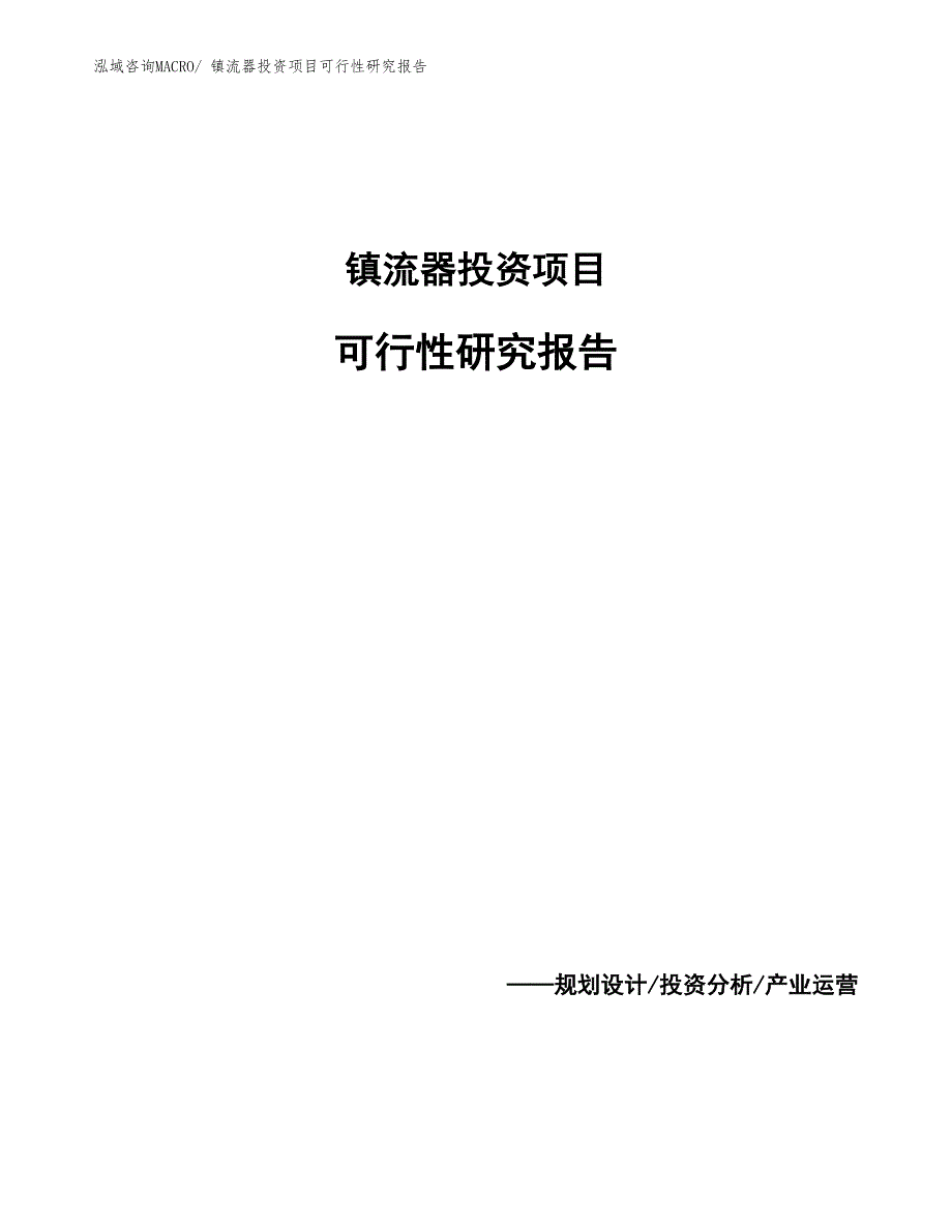 镇流器投资项目可行性研究报告_第1页