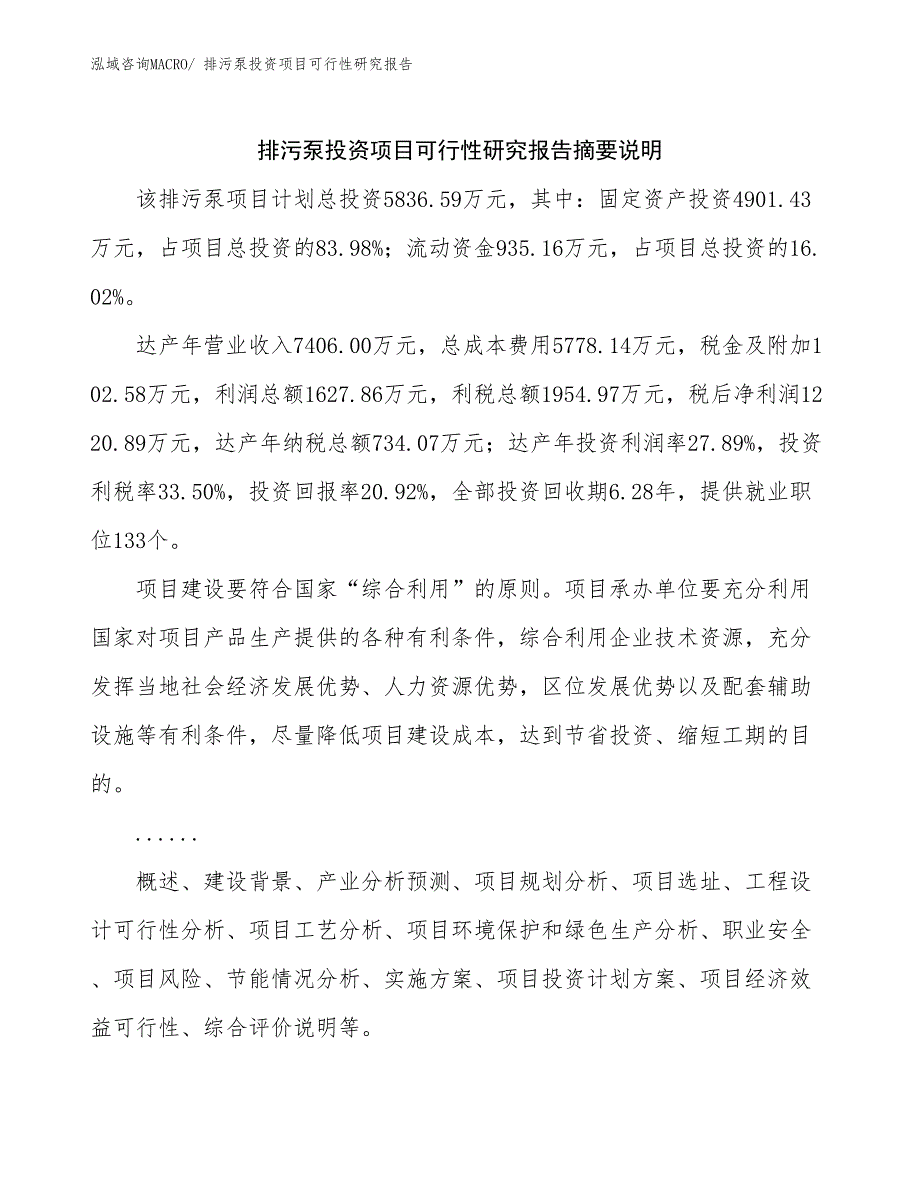 排污泵投资项目可行性研究报告_第2页