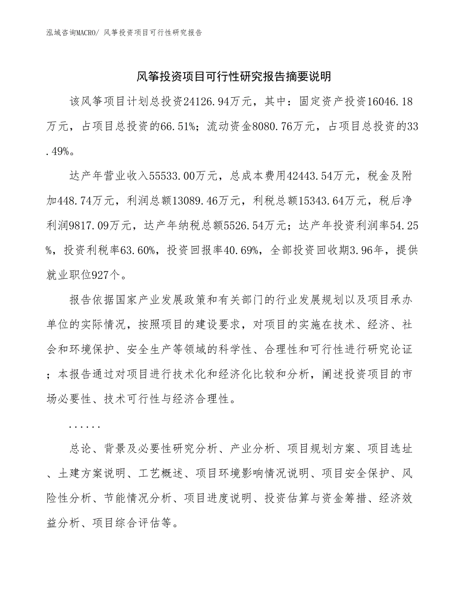 风筝投资项目可行性研究报告_第2页