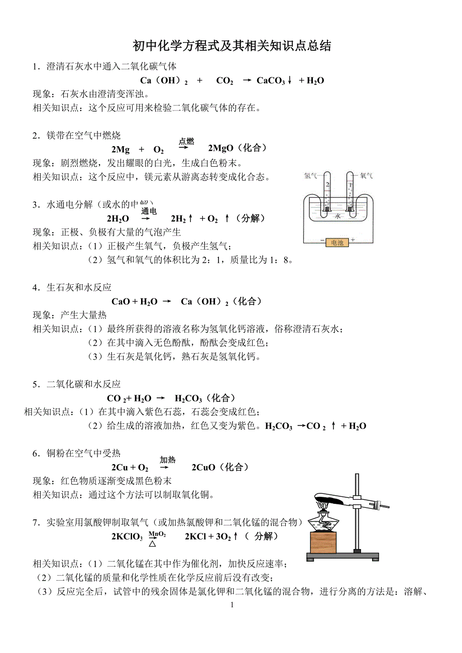 上海初中化学方程式整理2(燃烧现象)_第1页