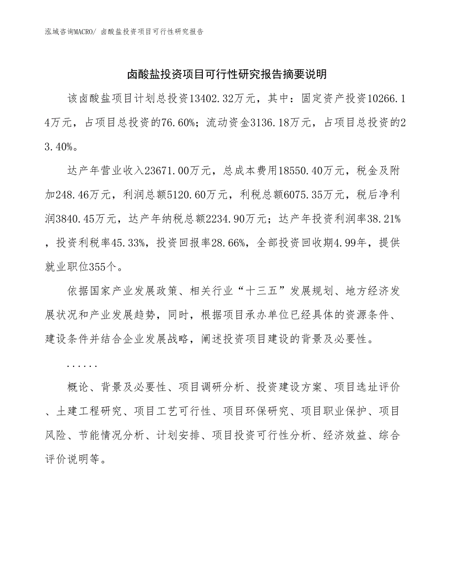 卤酸盐投资项目可行性研究报告_第2页