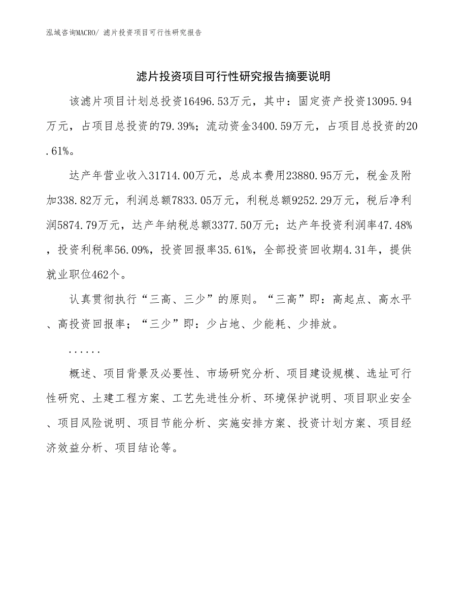 滤片投资项目可行性研究报告_第2页