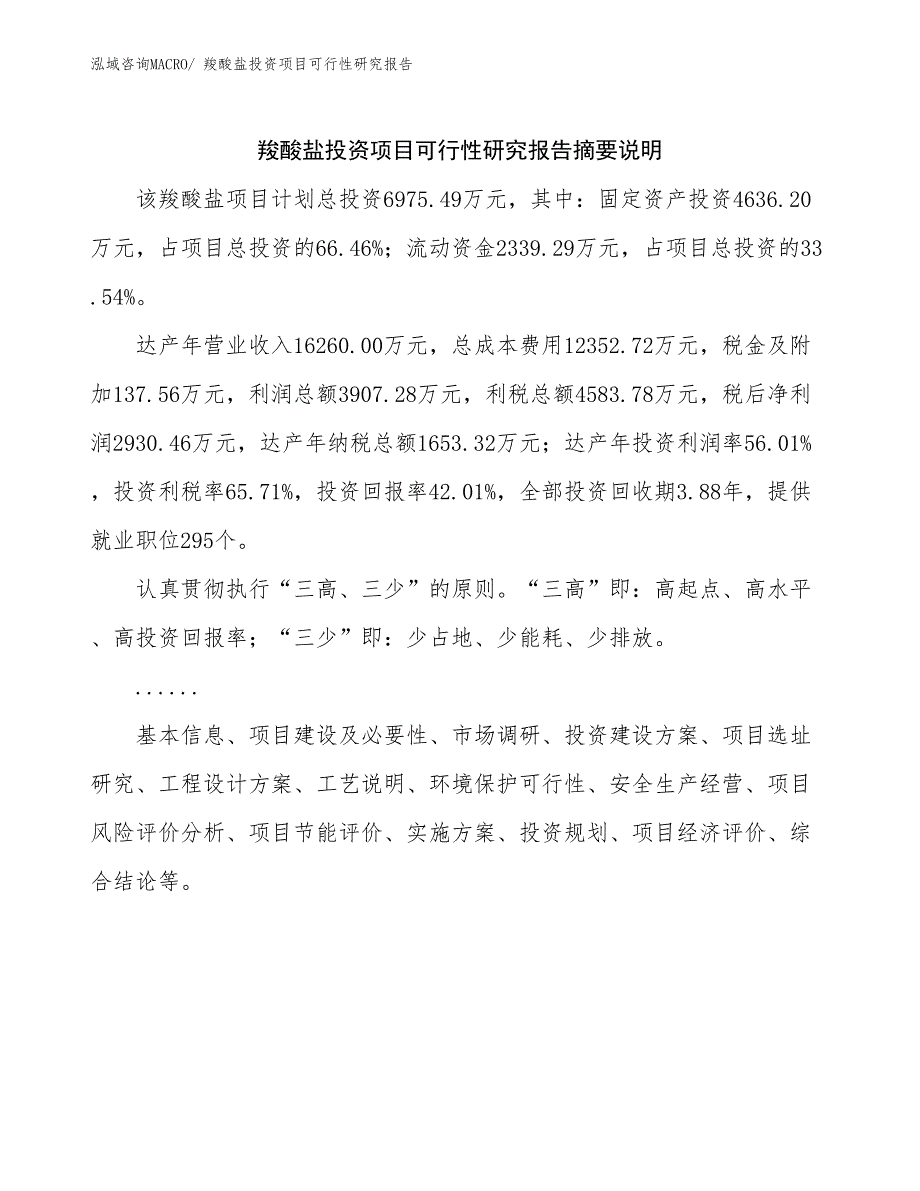 羧酸盐投资项目可行性研究报告_第2页