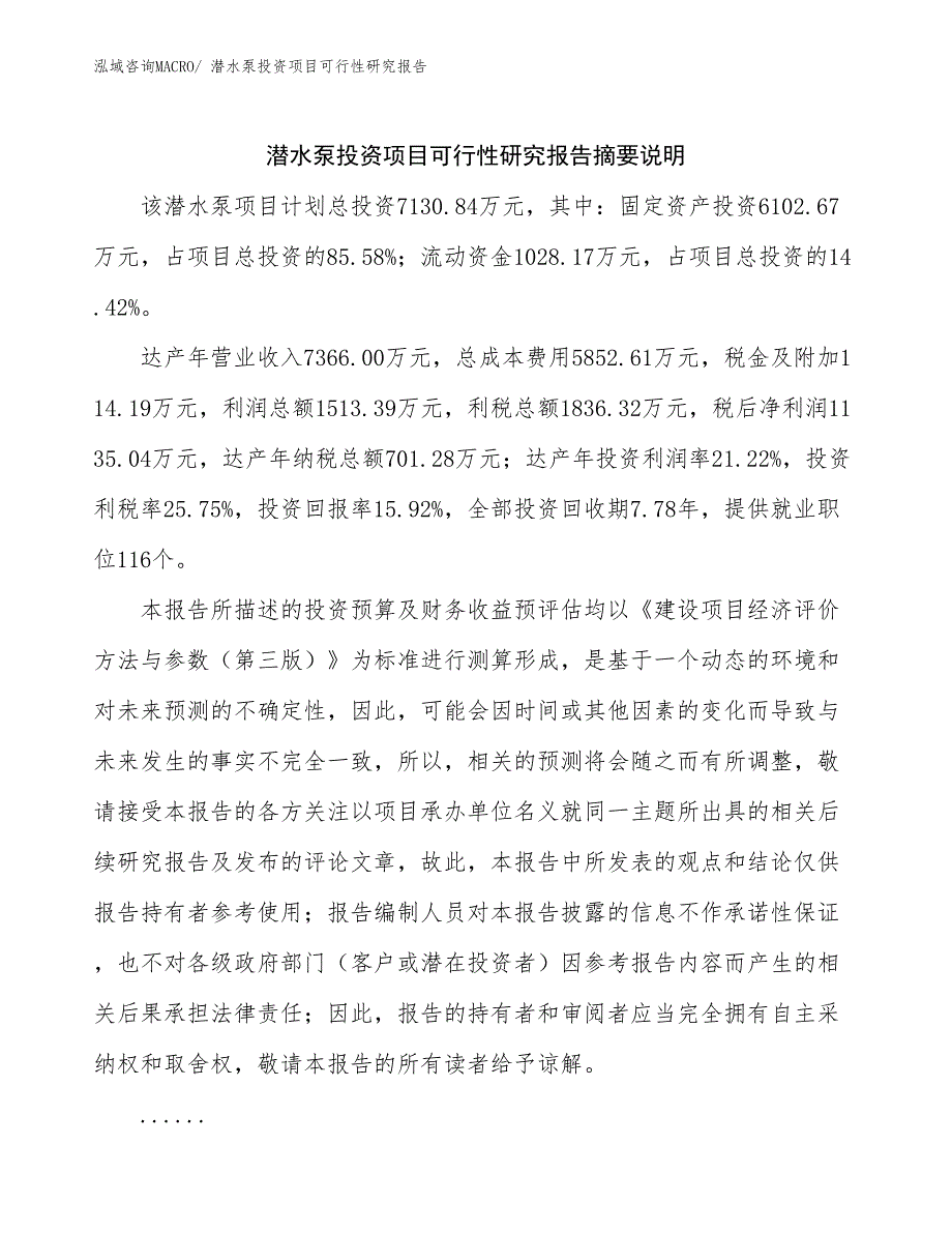 潜水泵投资项目可行性研究报告_第2页