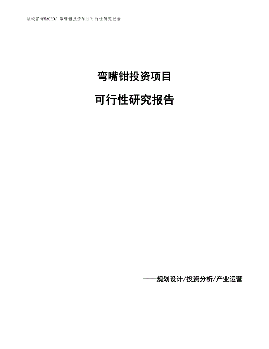 弯嘴钳投资项目可行性研究报告_第1页