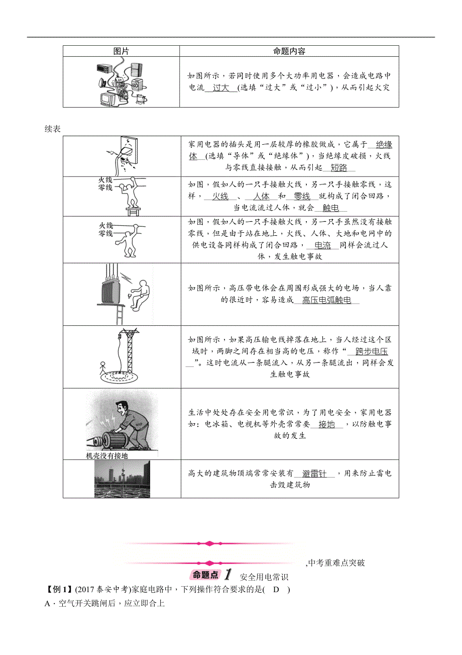 2018年河北省中考物理总复习练习：第15讲  生活用电_第3页