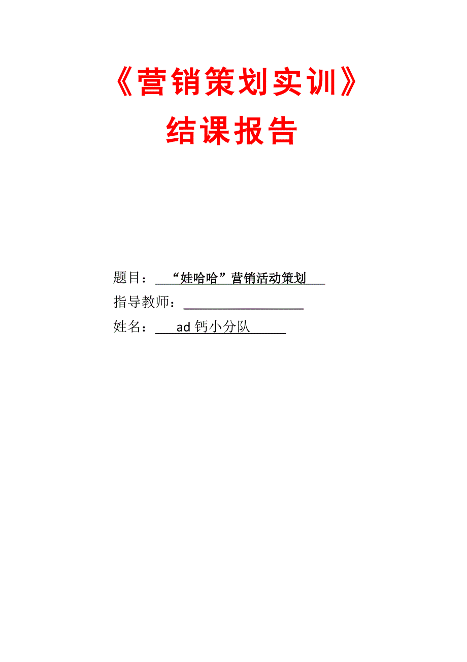 营销策划实训结课报告_第1页