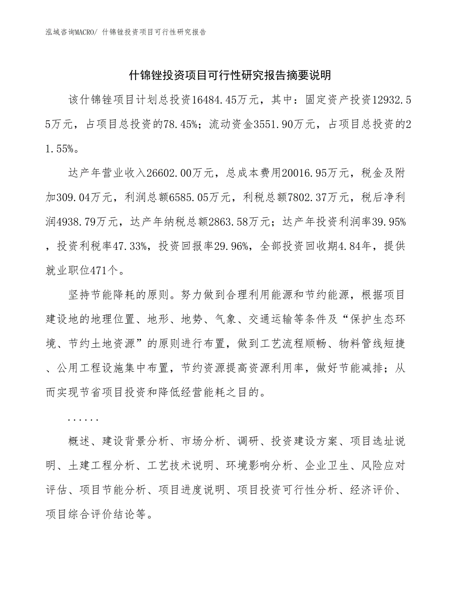 什锦锉投资项目可行性研究报告_第2页