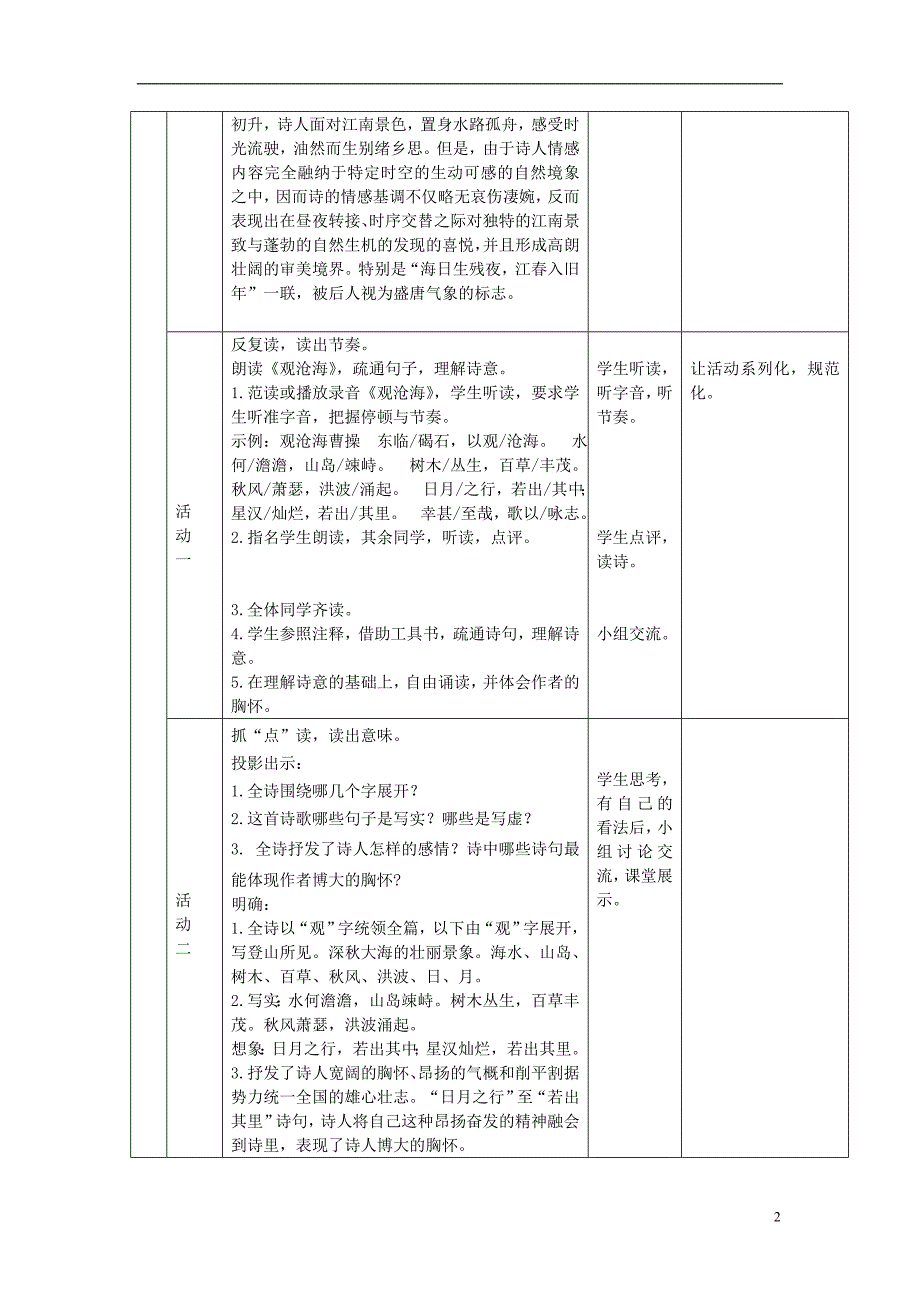 2018年六年级语文上册 第三单元 18古代诗歌五首教学设计一 鲁教版五四制_第2页