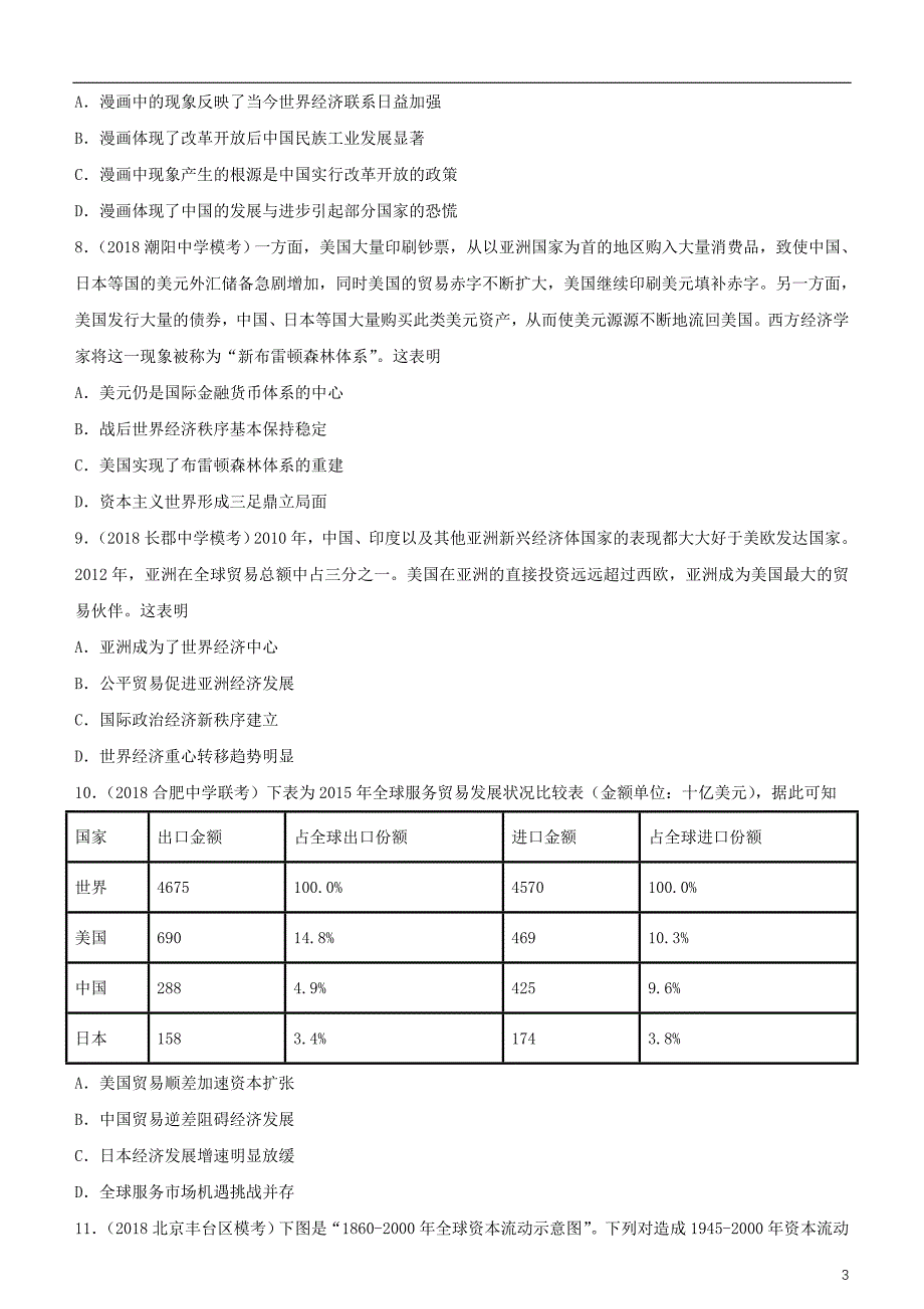 2019年高考历史二轮复习小题狂做专练二十一二战后世界经济格局的演变_第3页