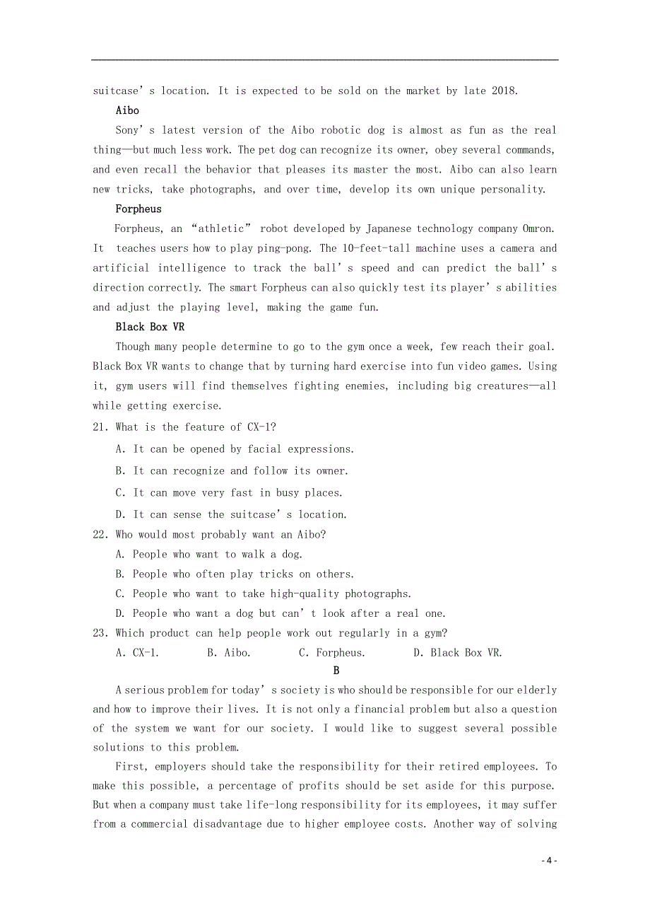 山东省邹城市2019版高三英语上学期期中质量监测试题_第4页