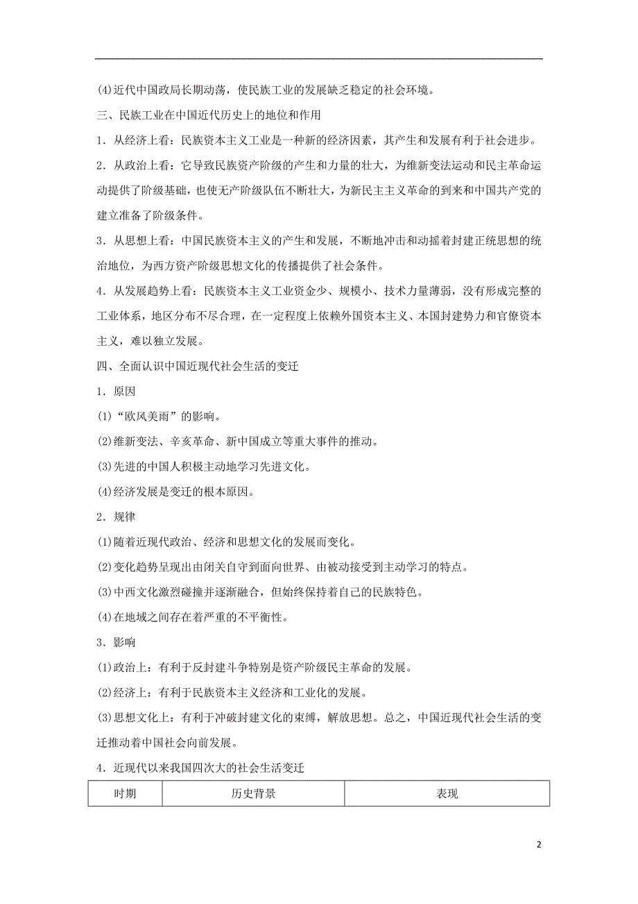 2019年高考历史总复习专题五近代中国资本主义的曲折发展与近现代社会生活的变迁专题整合学案_第2页