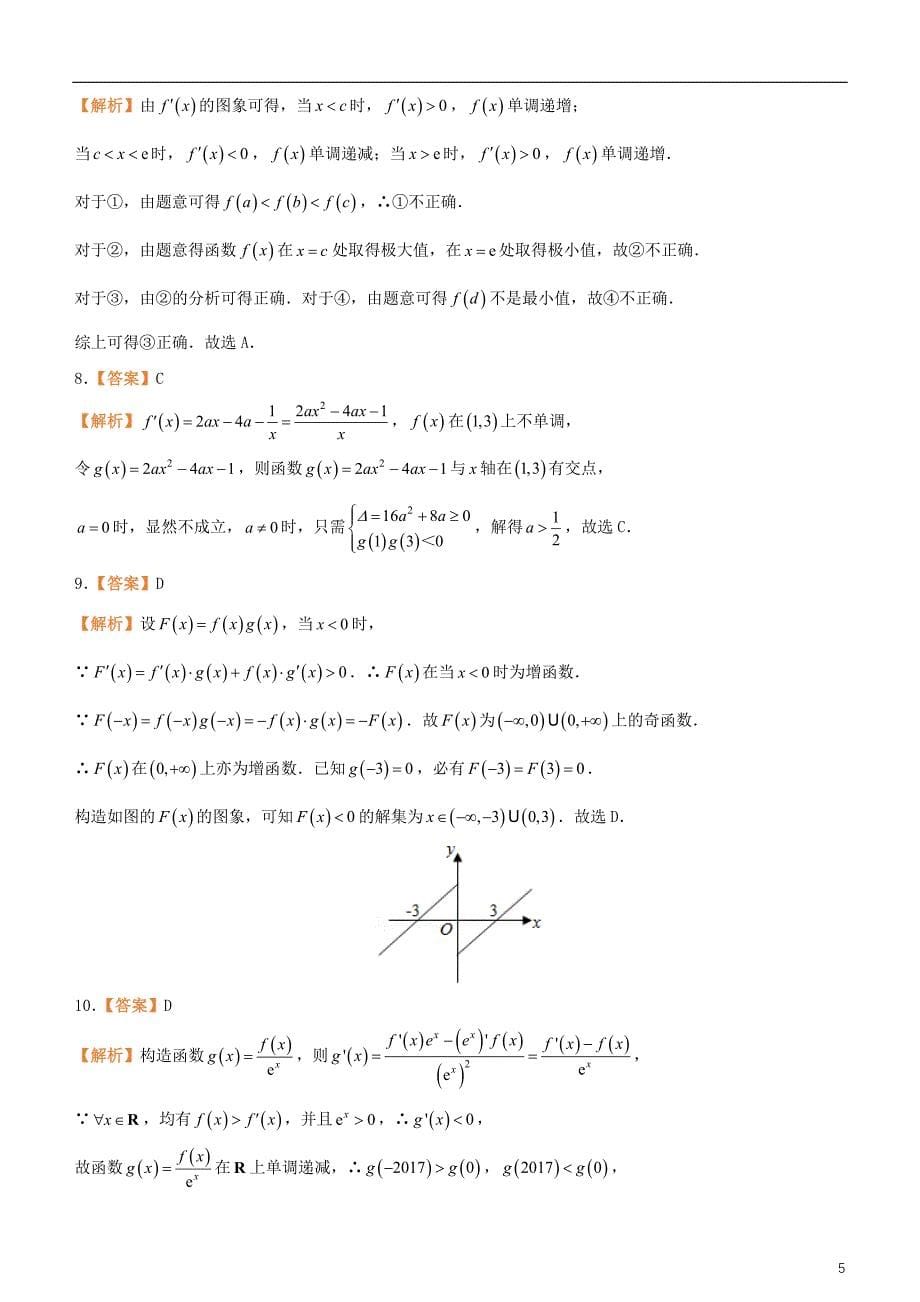 备考2019年高考数学二轮复习选择填空狂练十六导数及其应用理_第5页