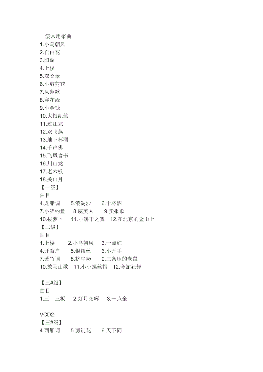 《古筝考级曲》word版_第1页