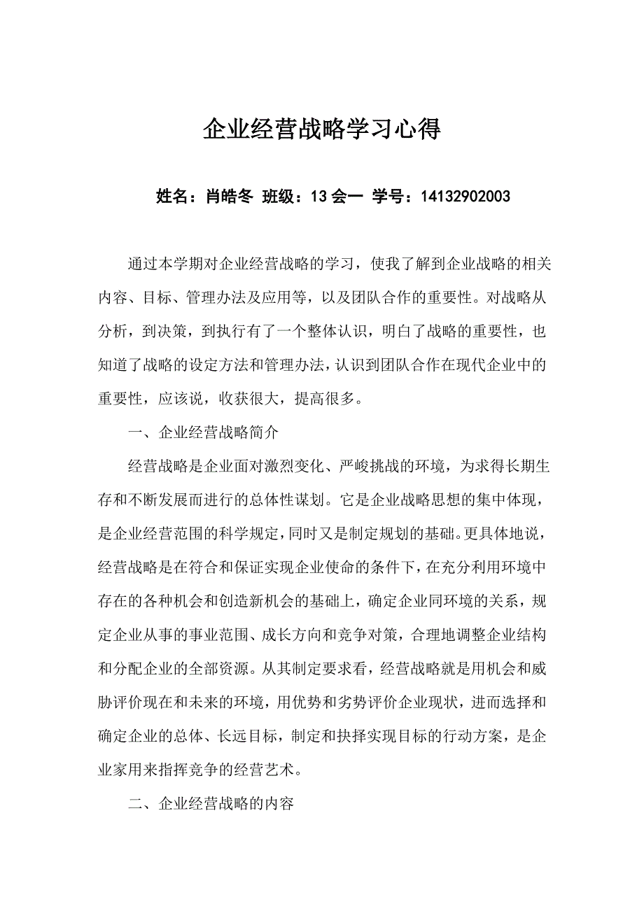 企业经营战略学习心得_第1页