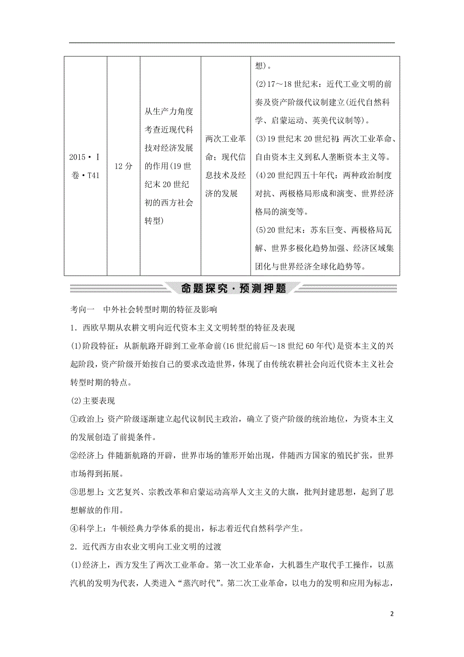 2019年高考历史二轮复习第三部分热点串讲篇第6讲社会转型与文明演进学案_第2页