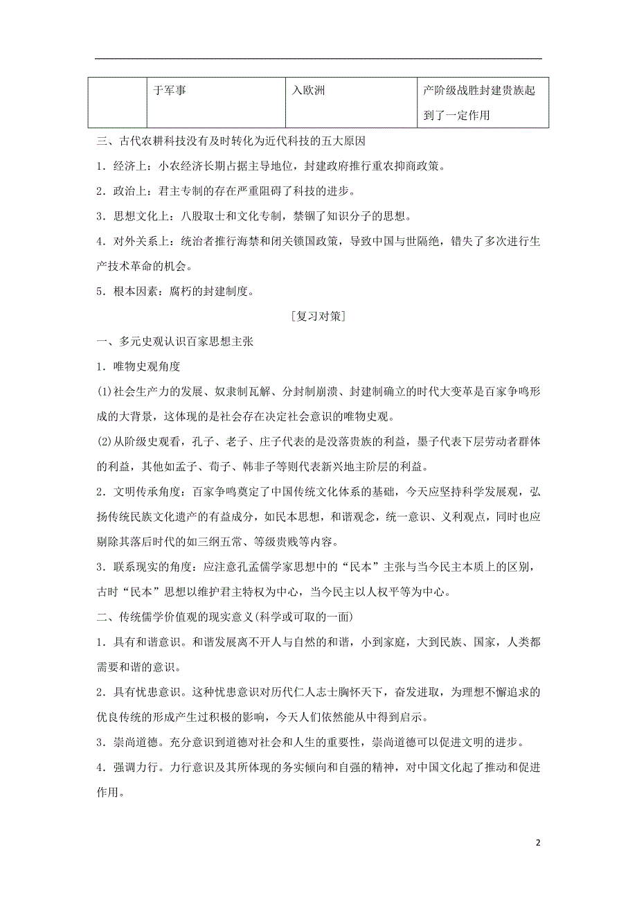 2019年高考历史总复习专题三中国传统文化主流思想的演变和古代中国的科技与文化专题整合学案_第2页