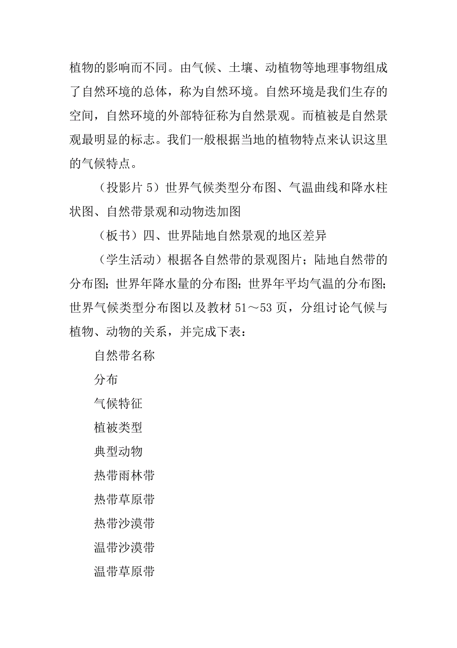 七年级地理下册《世界气候和自然景观的地区差异》学案分析.doc_第4页