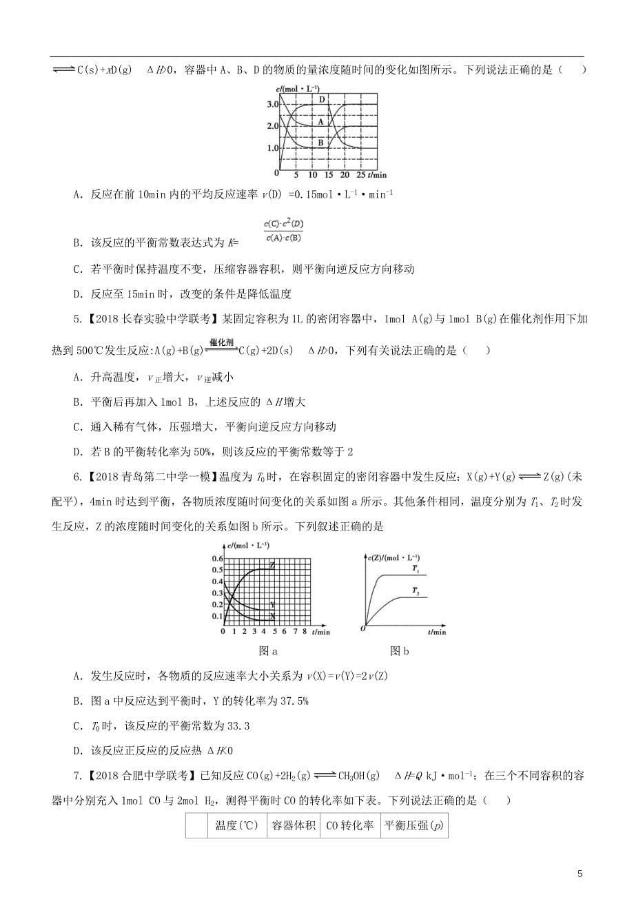 2019年高考化学二轮复习小题狂做专练二十化学平衡及影响因素_第5页