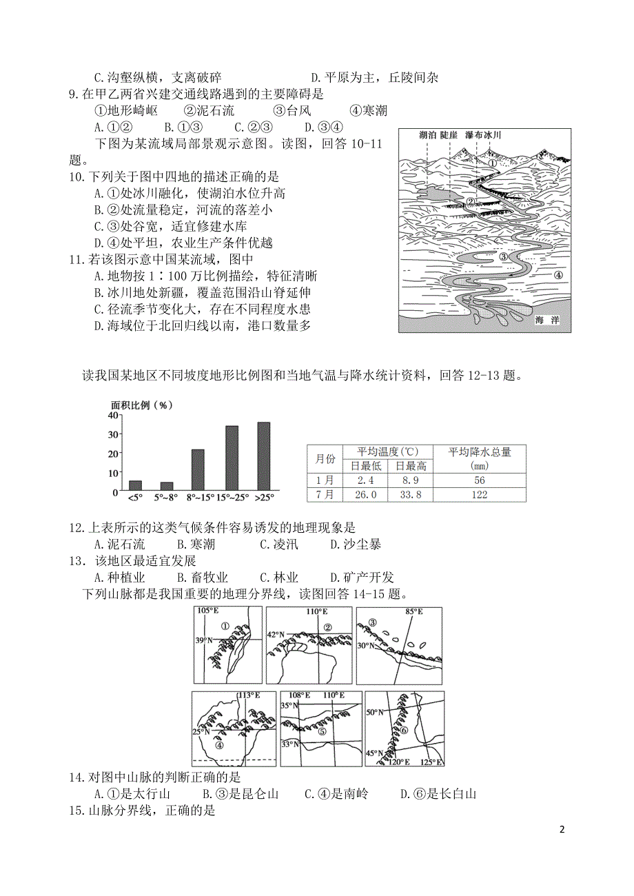 四川省绵阳南山中学2018-2019年高二地理上学期期中试题_第2页