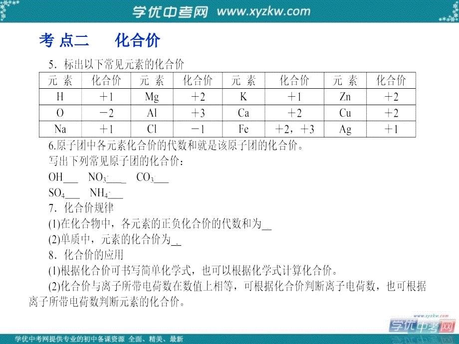 中考化学第一轮复习 专题2 化学式和化合价.ppt_第5页