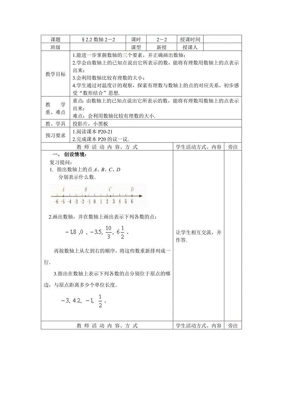 数学：苏科版七年级上册 2.2《数轴》(第2课时)教案.doc_第1页