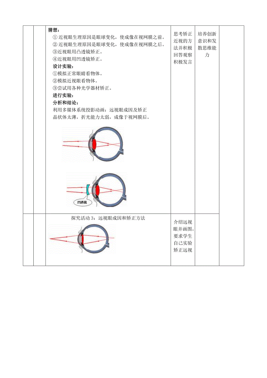 山东省邹平县实验中学八年级物理上册 5.4 眼睛和眼镜教案 （新版）新人教版.doc_第3页