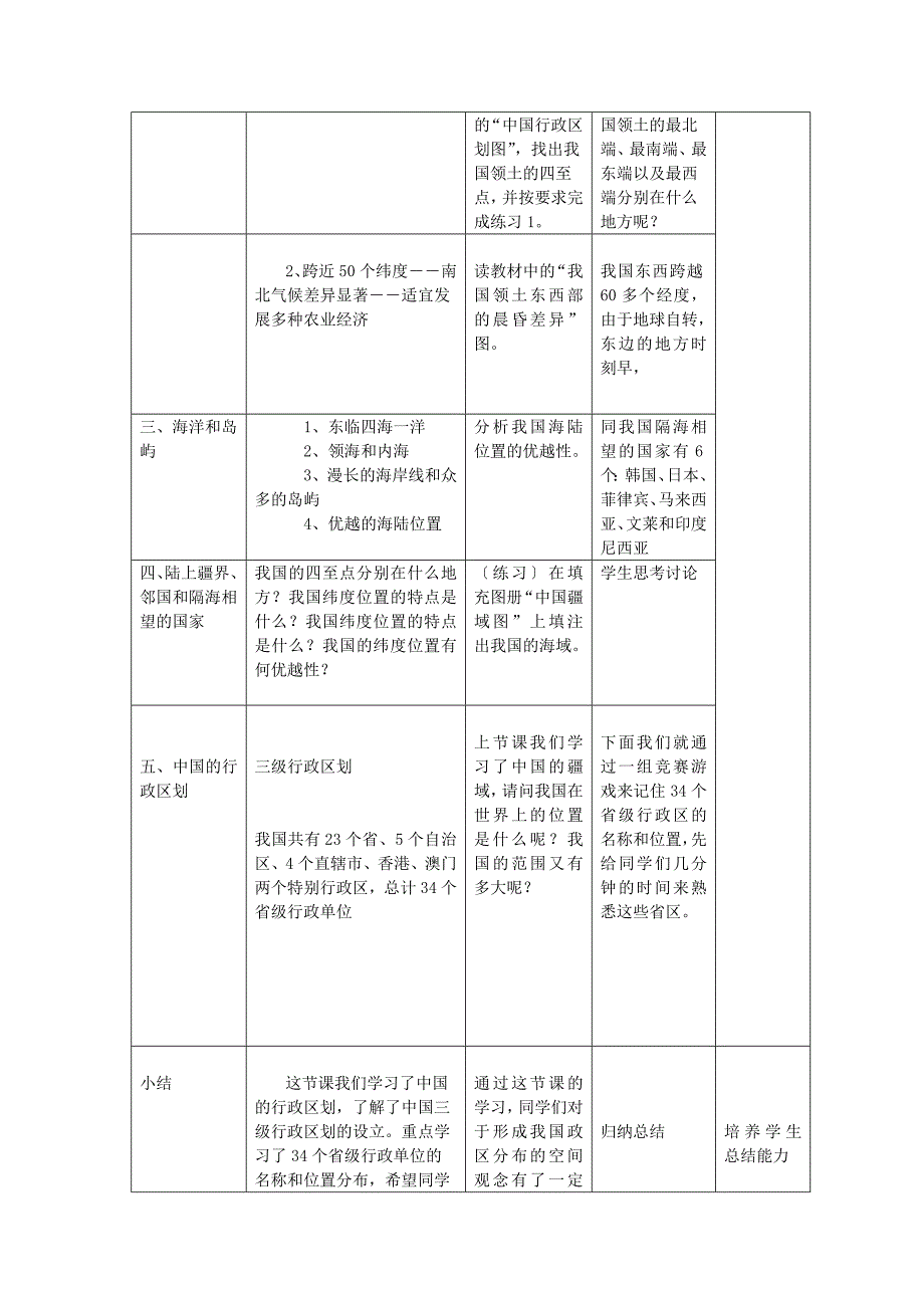 辽宁省辽阳市第九中学八年级地理上册《1.1 辽阔的疆域》教案 新人教版.doc_第2页