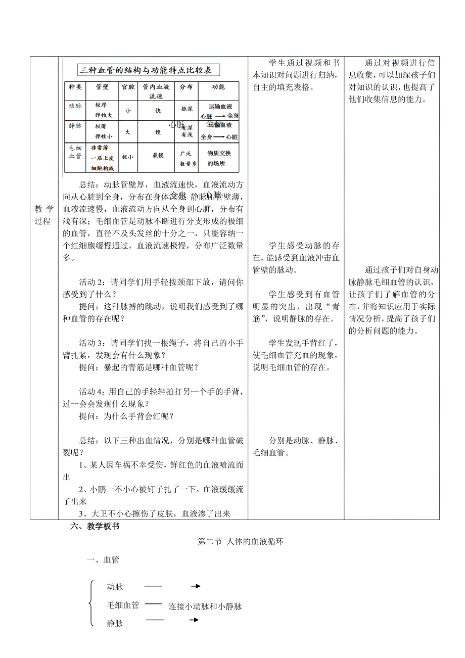 辽宁省辽阳市第九中学苏教版七年级生物下册教案：第十章第二节《体的血液循环》（第一课时）.doc_第3页