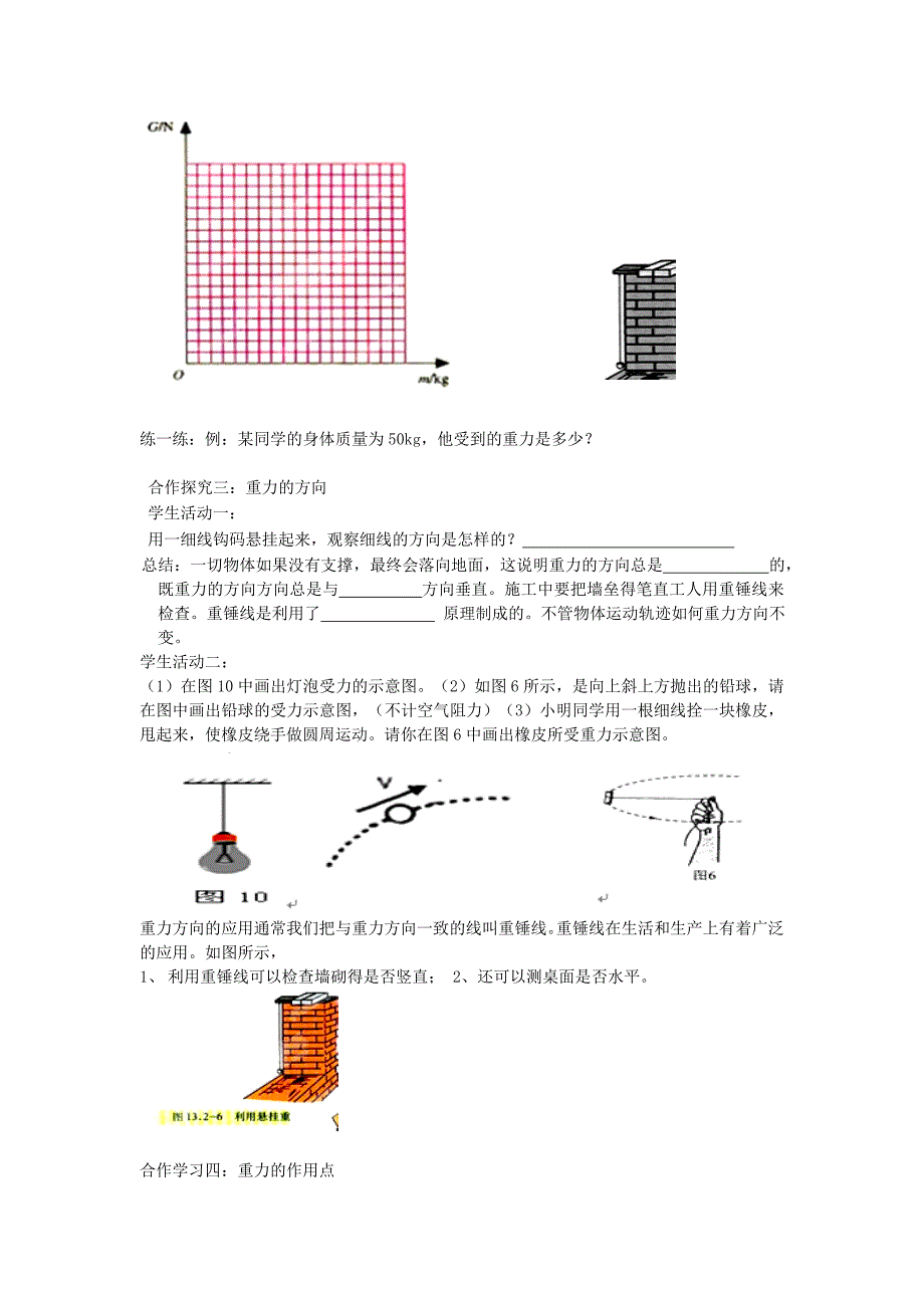 重庆市涪陵第十九中学校八年级物理下册7.3 重力导学案（新人教版）.doc_第3页