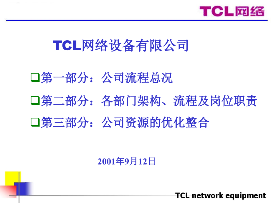 cl集团请某咨询机构做的tcl网络公司流程及各部门职能_第1页