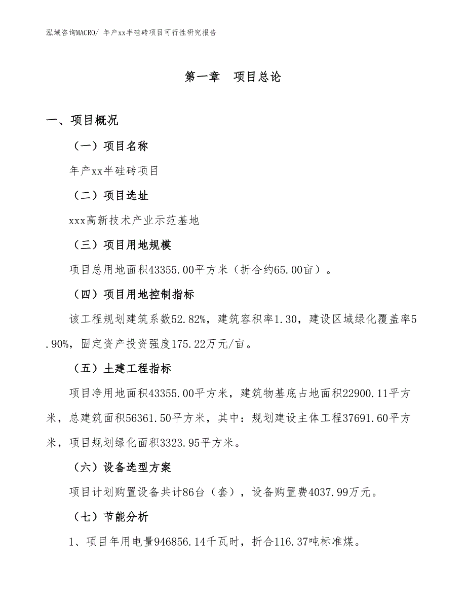 年产xx半硅砖项目可行性研究报告_第4页