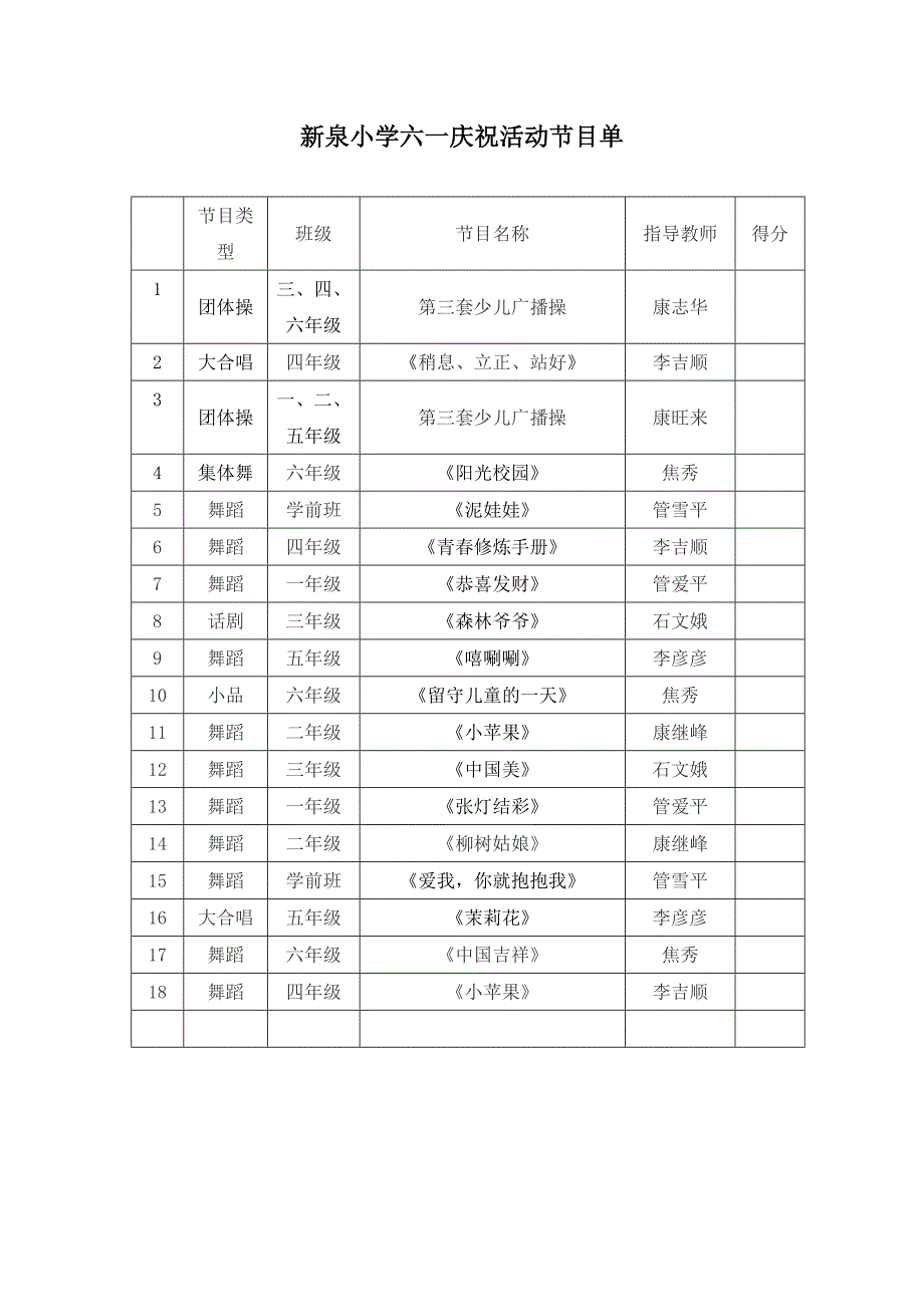 新泉小学庆六一活动节目单_第2页