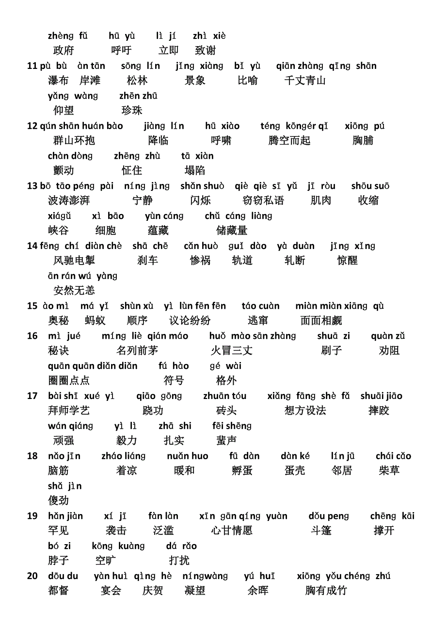 沪教版三年级第一学期语文书后词语表_第2页