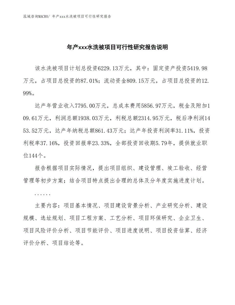 年产xxx水洗被项目可行性研究报告_第2页