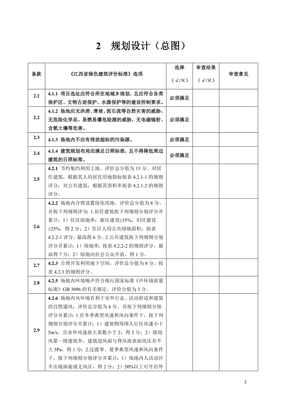 江西省绿色建筑施工图审查表(（评价项目）_第3页