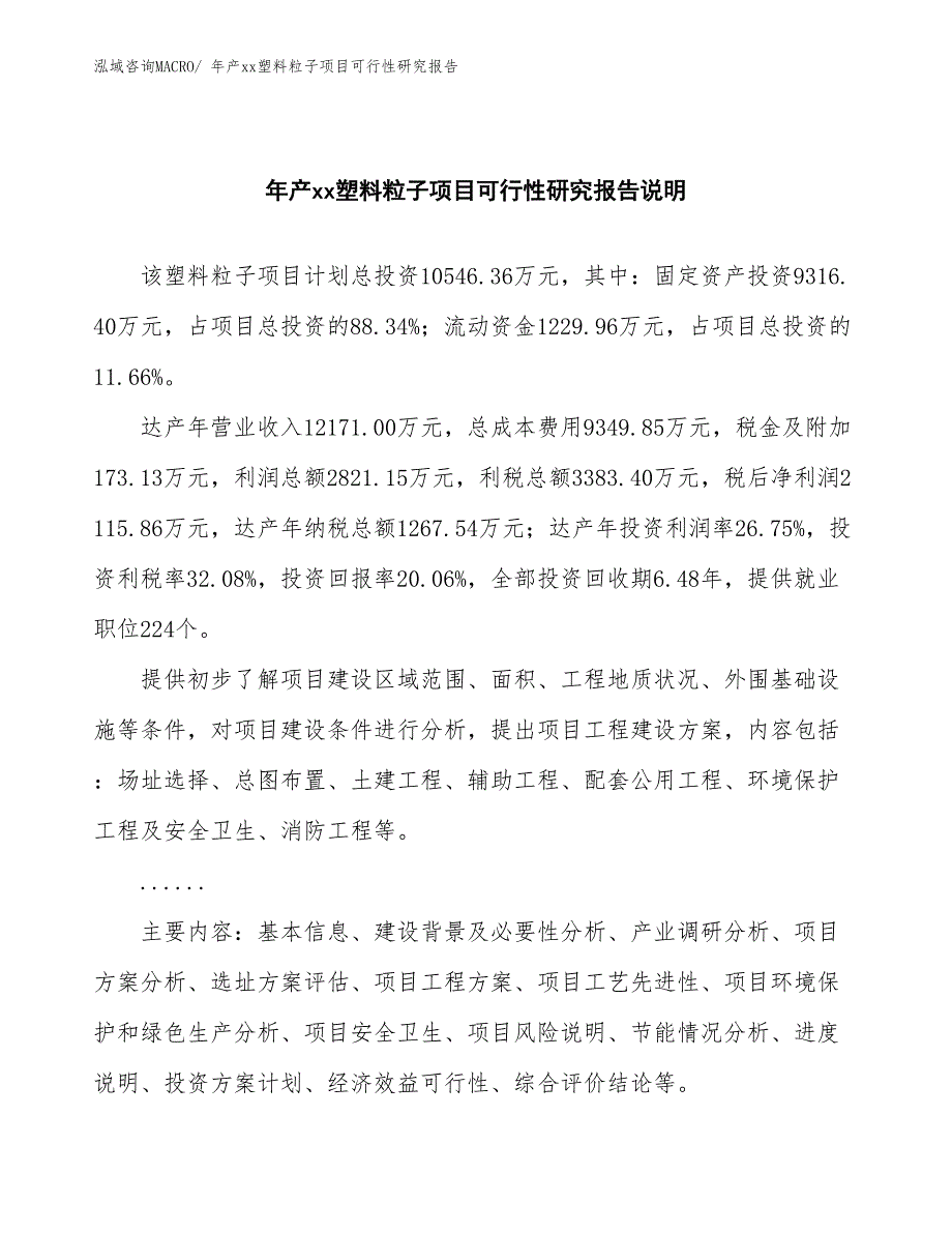 年产xx塑料粒子项目可行性研究报告_第2页