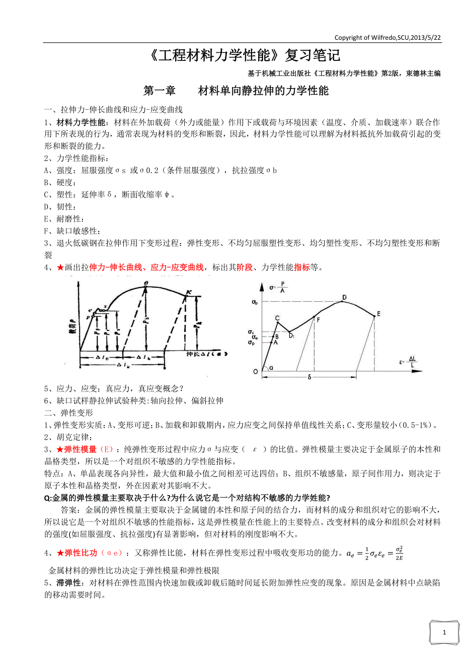 《工程材料力学性能》【第2版,束德林主编 】期末复习笔记_第1页