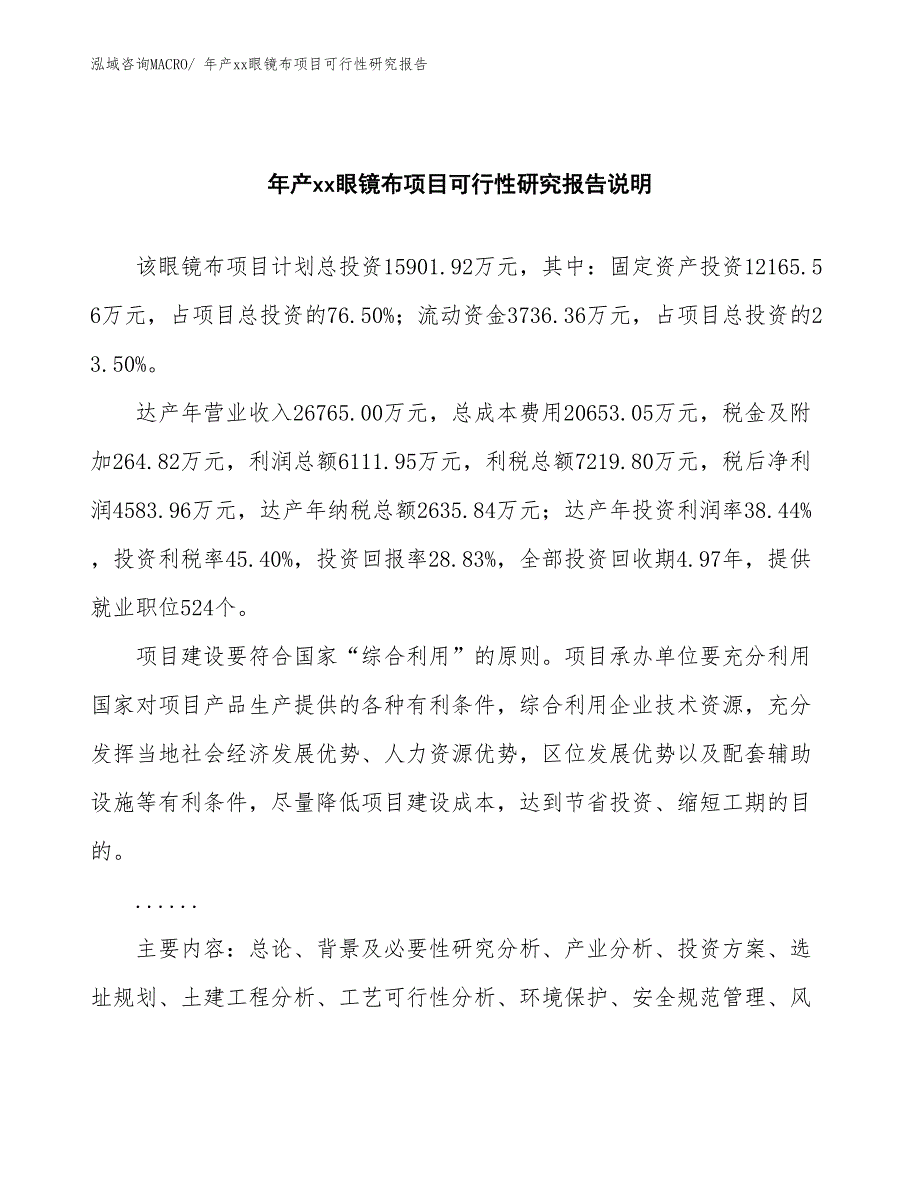 年产xx眼镜布项目可行性研究报告_第2页