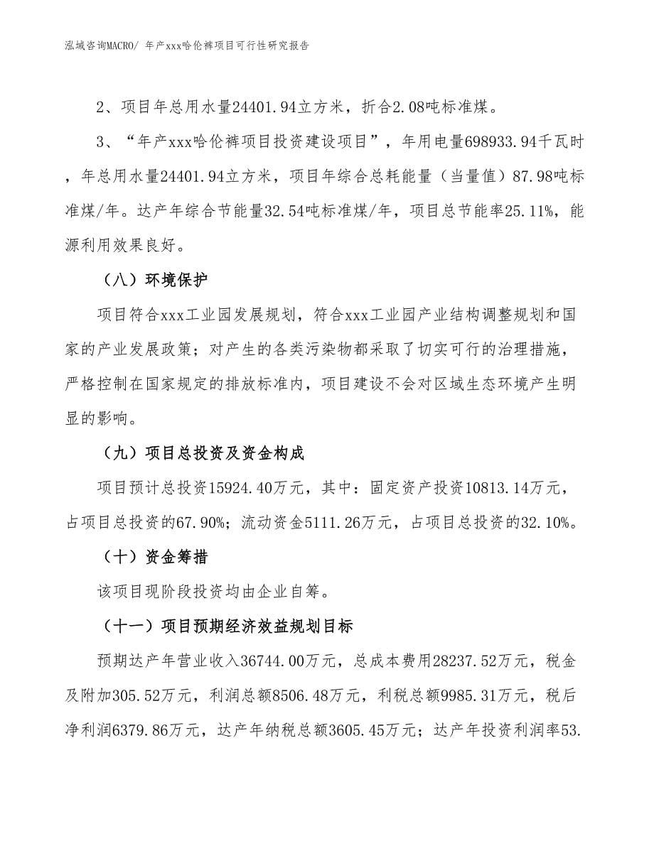 年产xxx哈伦裤项目可行性研究报告_第5页