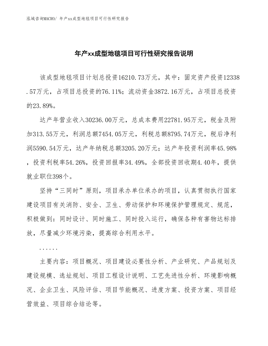 年产xx成型地毯项目可行性研究报告_第2页