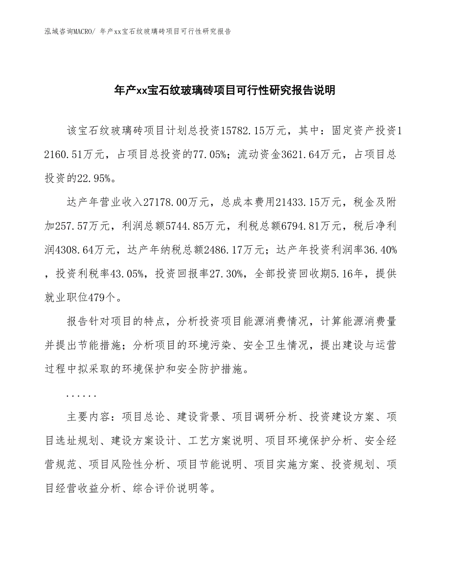 年产xx宝石纹玻璃砖项目可行性研究报告_第2页