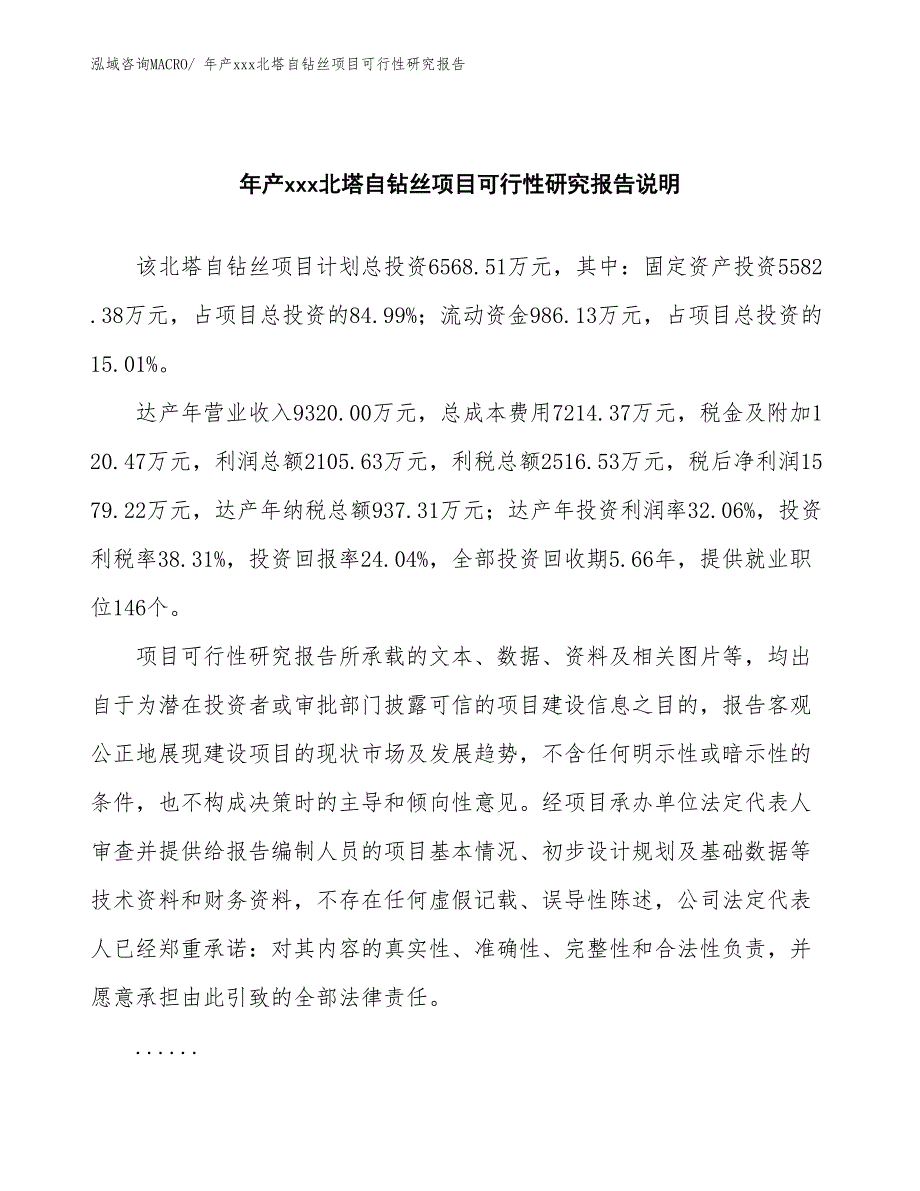 年产xxx北塔自钻丝项目可行性研究报告_第2页