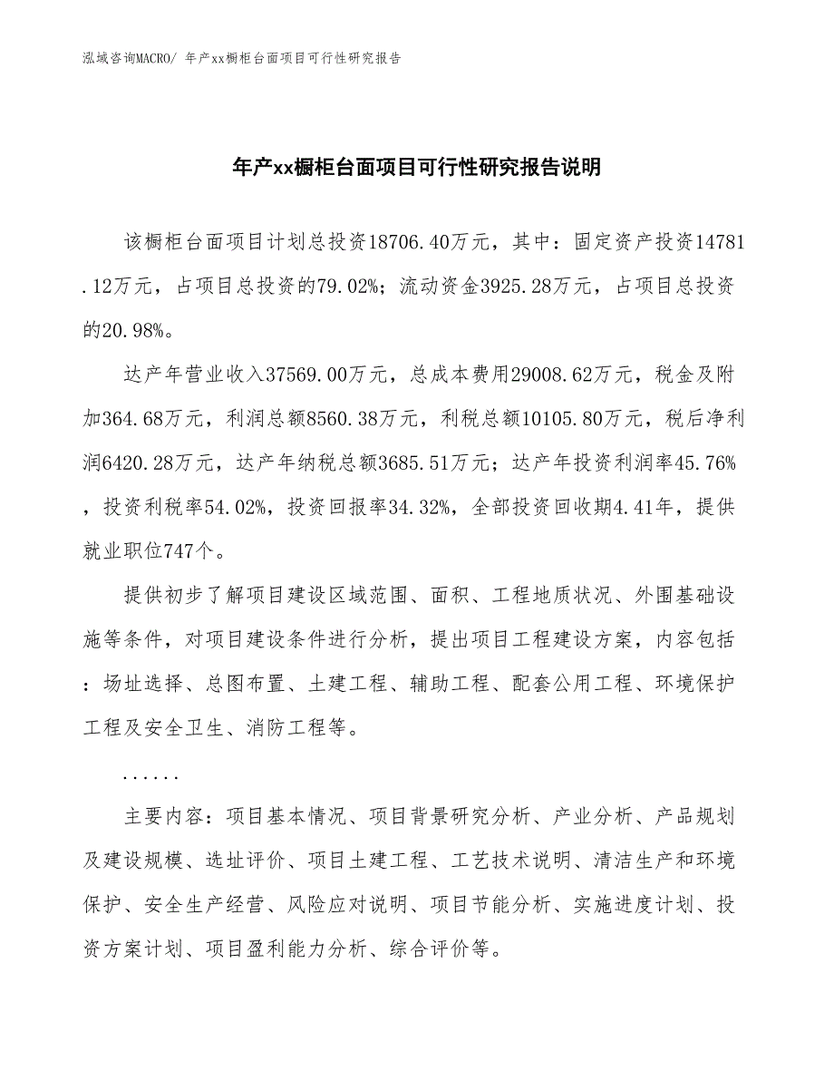 年产xx橱柜台面项目可行性研究报告_第2页