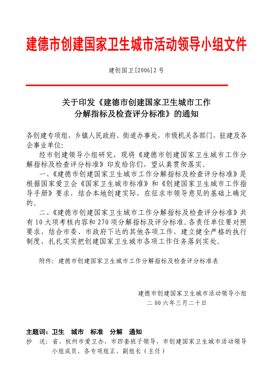 建德市创建国家卫生城市活动领导小组文件_第1页