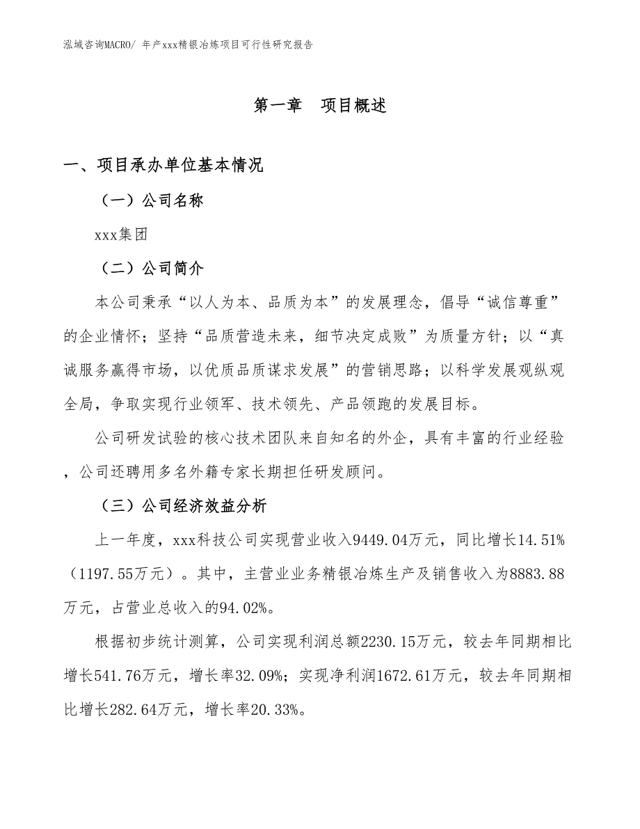 年产xxx精银冶炼项目可行性研究报告_第3页