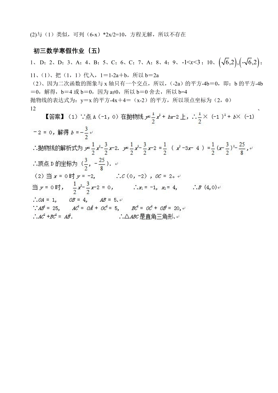2013初三数学寒假作业答案_第4页