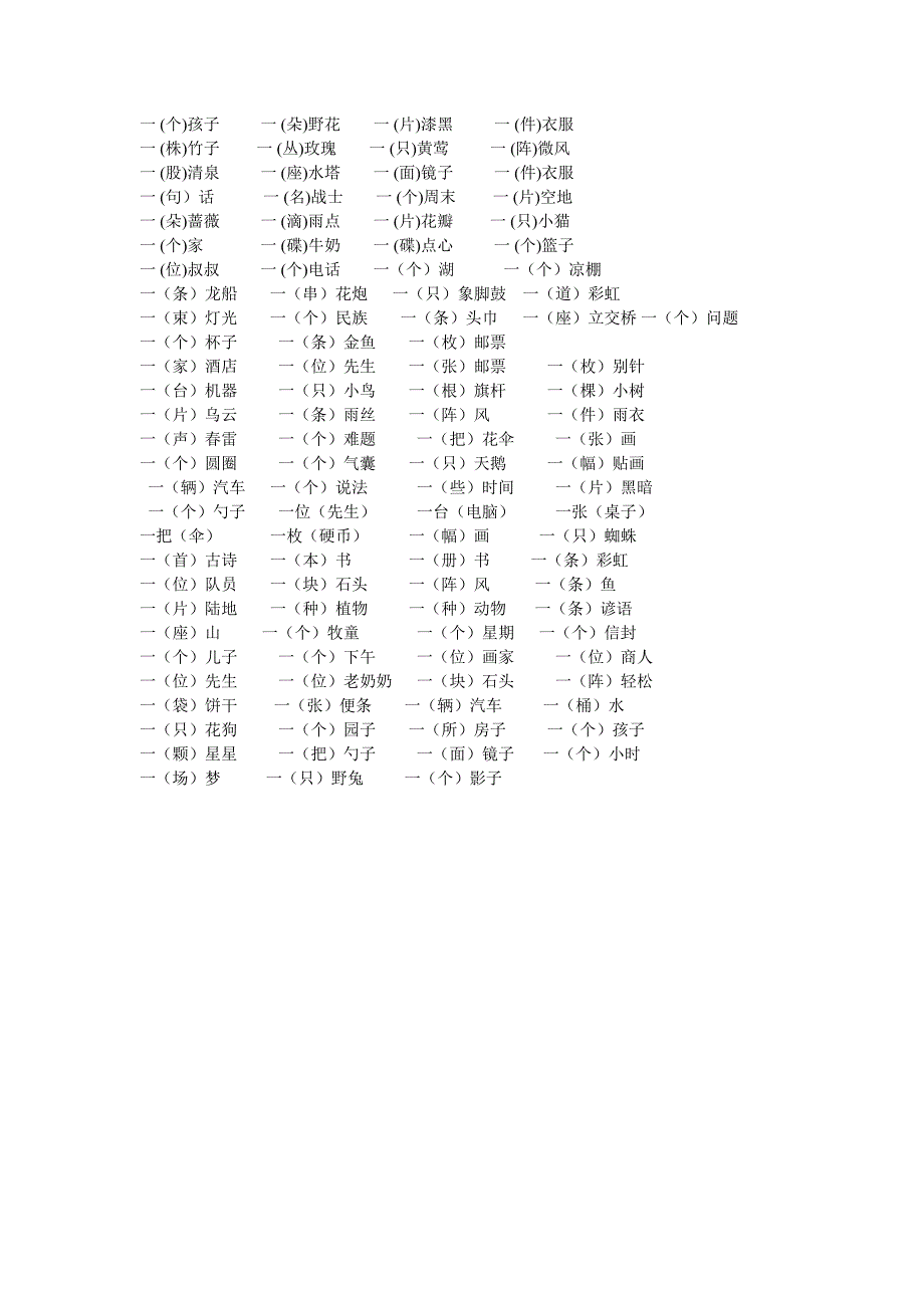 人教版二年级语文下册量词四字词组_第2页