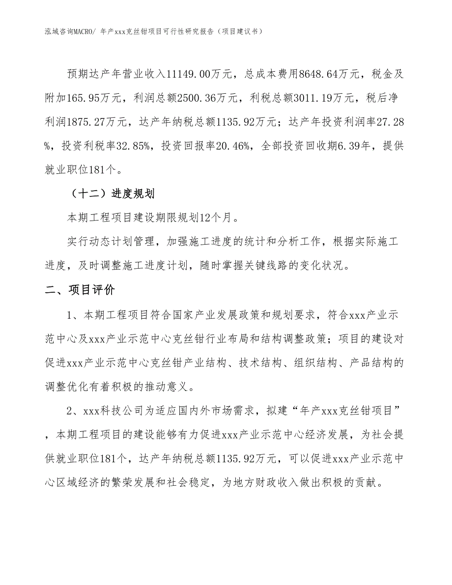 年产xxx克丝钳项目可行性研究报告（项目建议书）_第3页