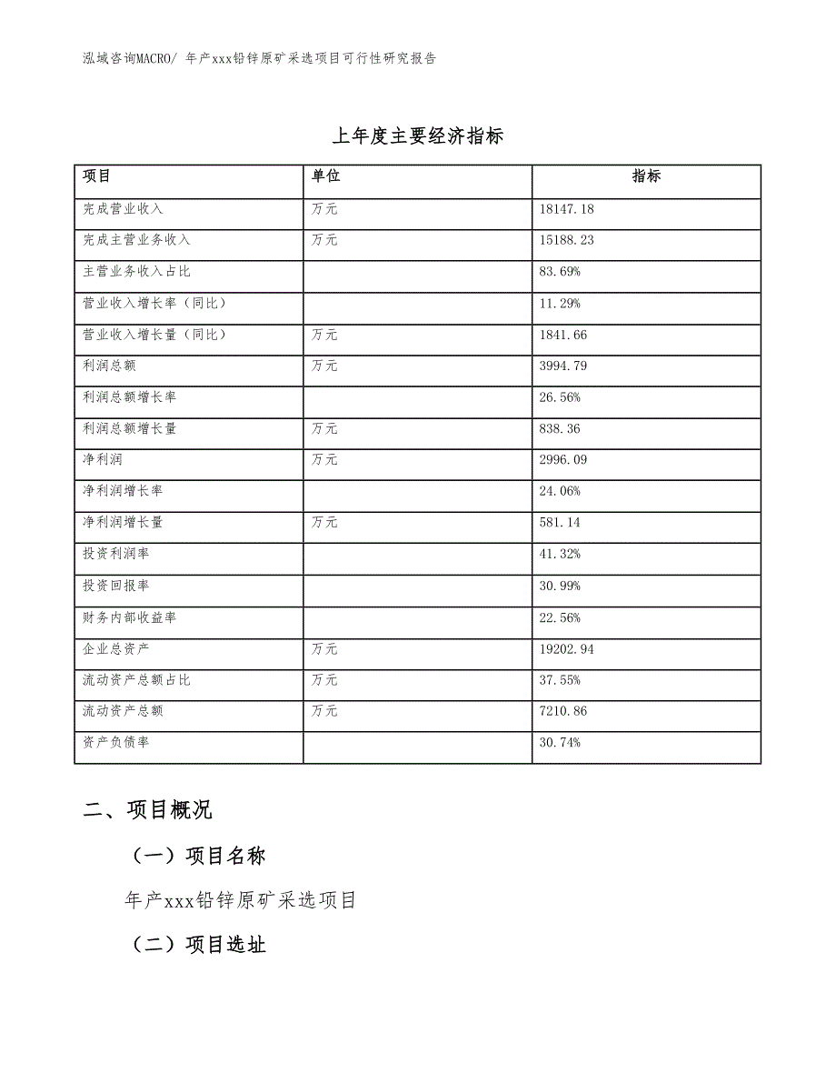 年产xxx铅锌原矿采选项目可行性研究报告_第4页